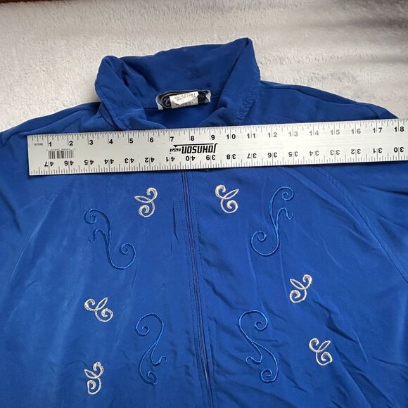 Vintage Saint Germain Paris Women Blue Embroidered Jacket Pants Two-Piece Set XL - Picture 8 of 16